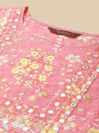 Sangria Floral Printed Pure-Cotton Straight Kurta With Trouser & Dupatta | Grocsy