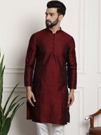Sojanya Men Maroon Printed Straight Kurta | Grocsy