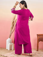 Sztori Floral Printed Round Neck Straight Kurta With Palazzo | Grocsy