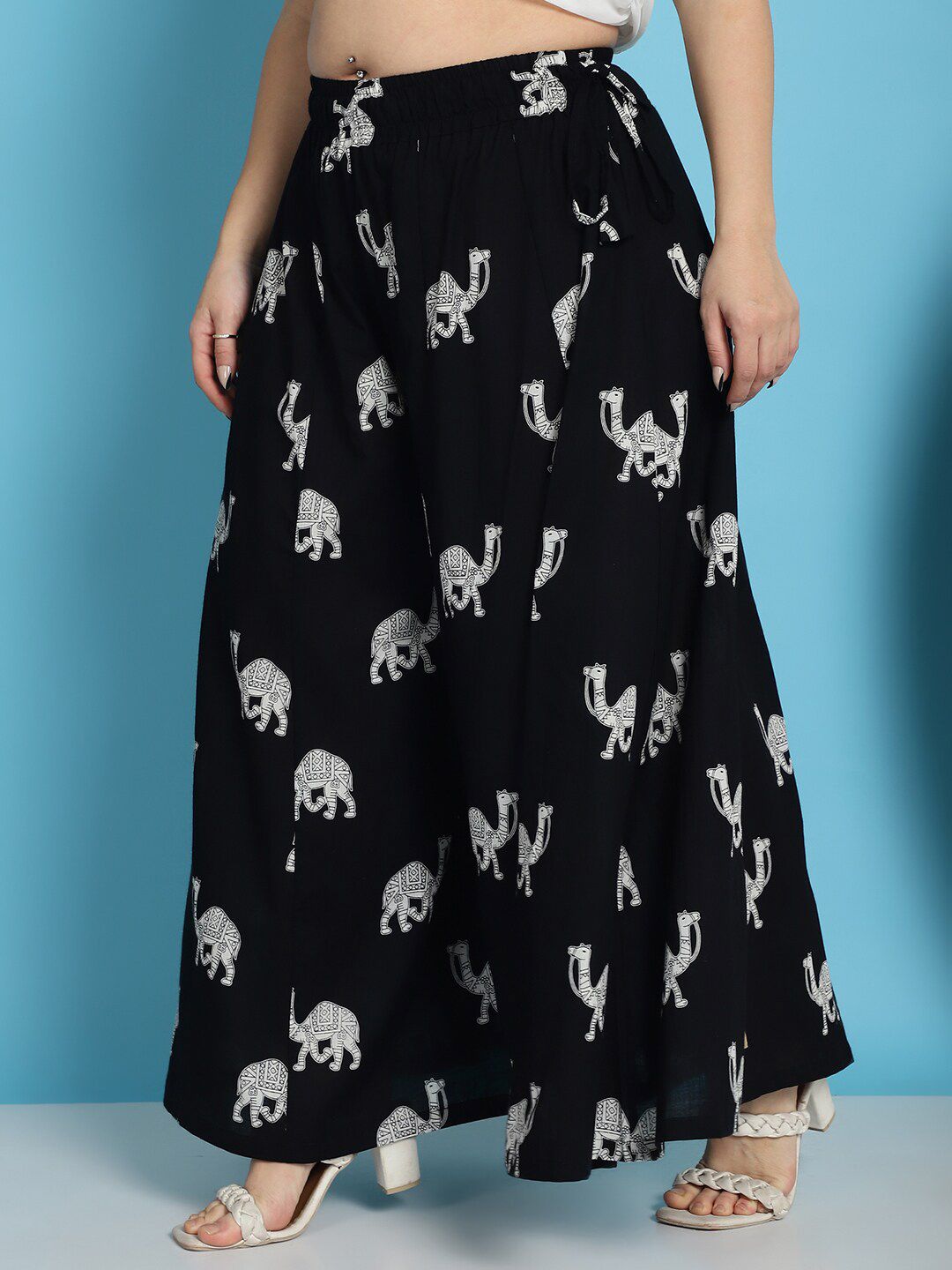 TAG 7 Printed Pure Cotton Flared Palazzo | Grocsy