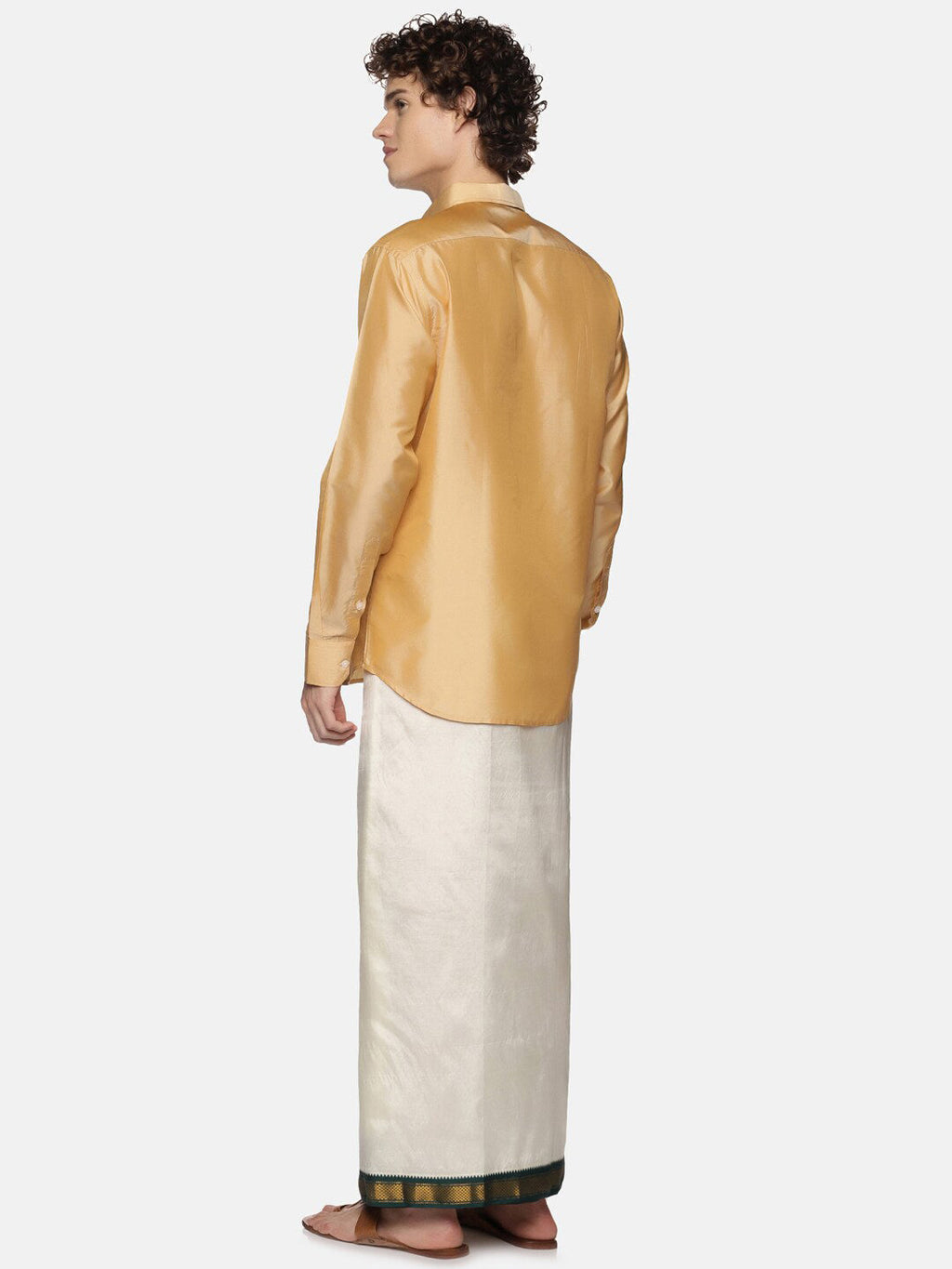 Sethukrishna Men Off White Solid Art Silk Dhotis | Grocsy