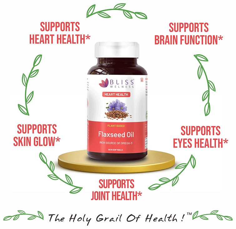 Bliss Welness Flaxseed Oil High Potency Omega-3 Softgel Capsule | Grocsy