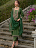 Indo Era Ethnic Motifs Yoke Design Straight Kurta with Trousers & Dupatta | Grocsy