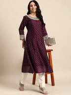 All About You Ethnic Motifs Embroidered Empire Sequinned Kurta with Trousers | Grocsy