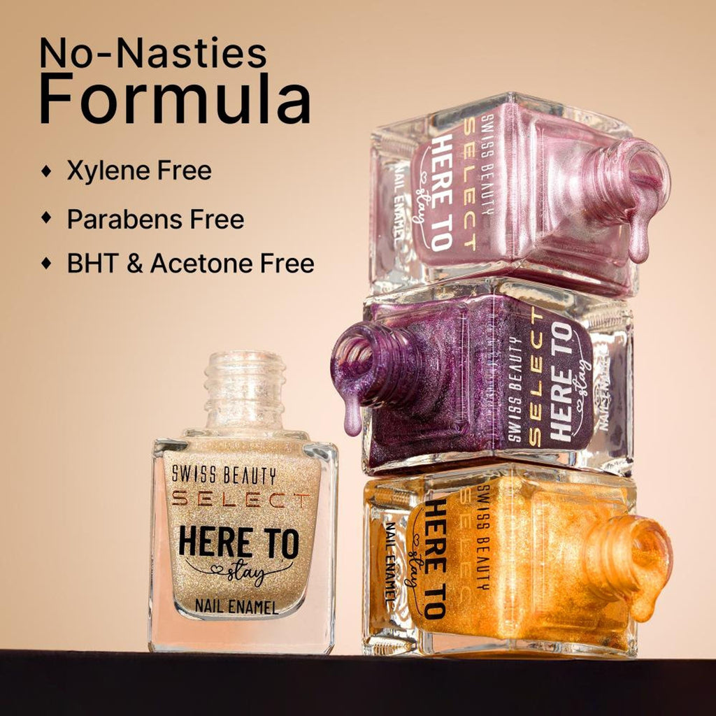 Swiss Beauty Select Here To Stay Nail Enamel - Metallic Silver | Grocsy
