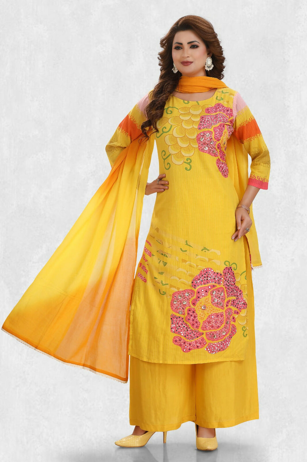 Joban Fashion Cotton Yellow Color Kurta Set | Grocsy