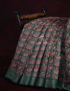 Light Green Lotus Print Semi Chanderi Saree By Gayathri Reddy Designer Studio | Grocsy
