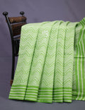 Light Green Colour Combo With Waves Print Pure Mulmul Cotton Saree By Gayathri Reddy Designer Studio | Grocsy