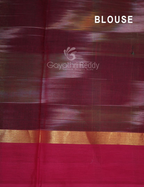 Dual Shades of Mango Green And Maroon Mangalagiri Ikkat Cotton Saree By Gayathri Reddy Designer Studio | Grocsy