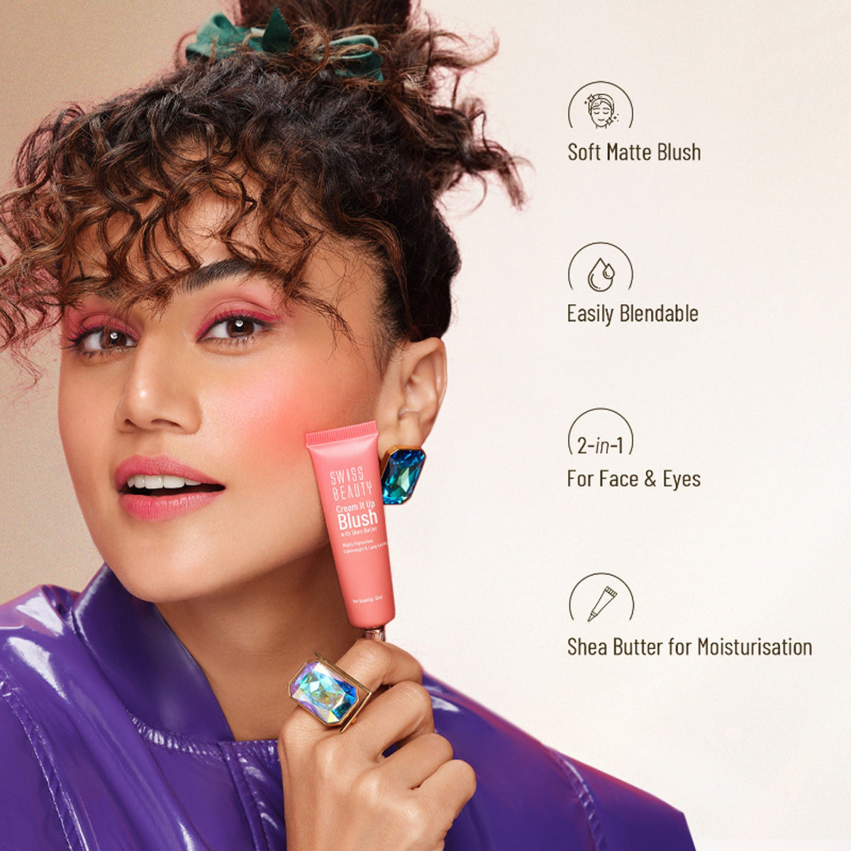Swiss Beauty Cream It Up Blusher With Shea Butter , Multi-Functional , Matte Finish - 1 Rosy Cheeks | Grocsy