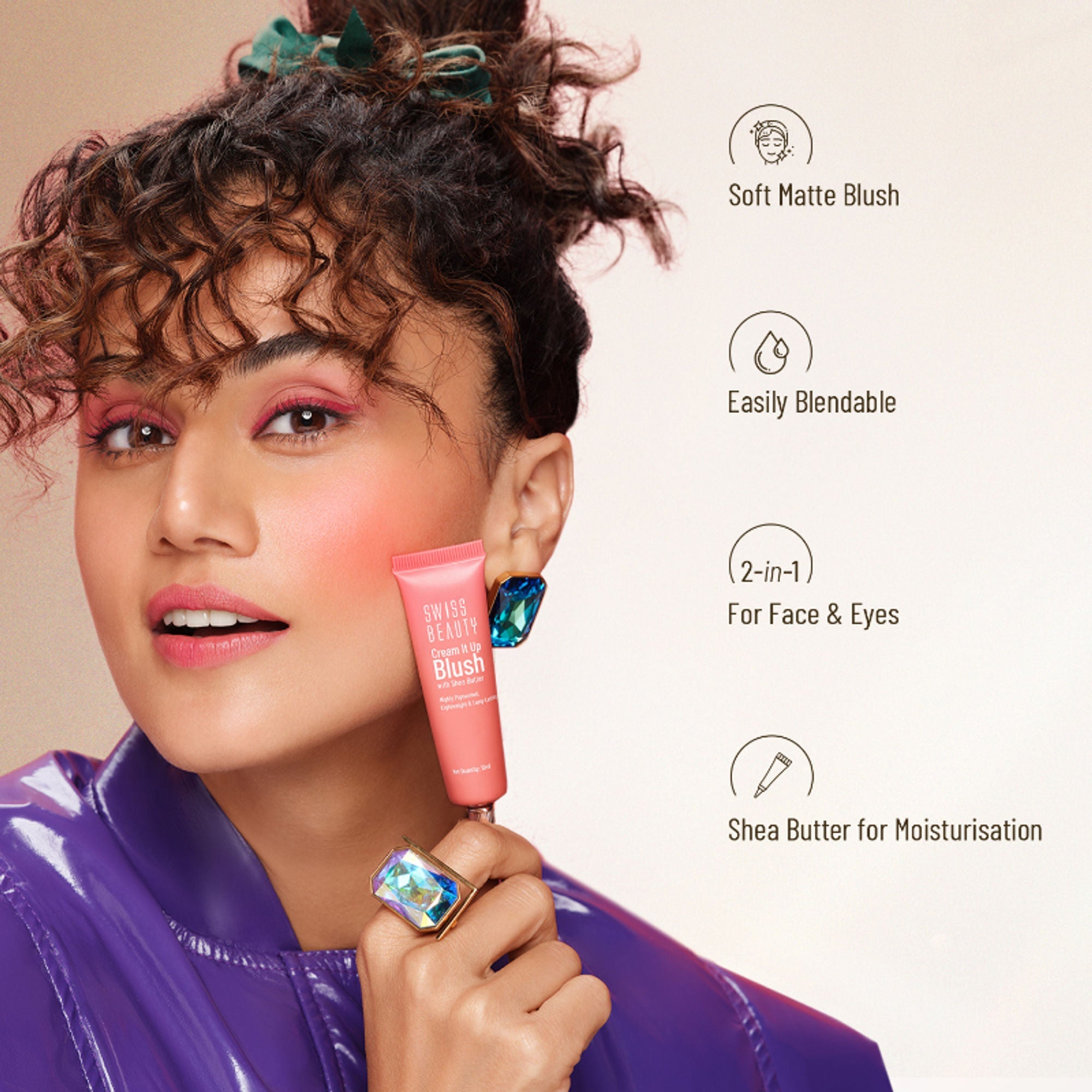 Swiss Beauty Cream It Up Blusher With Shea Butter , Multi-Functional , Matte Finish - 3 Cheeky Peach | Grocsy