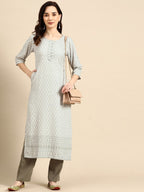 Sangria Embroidered Sequin Straight Kurta | Grocsy
