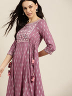 All About You Purple & Silver Ethnic Motifs Gotta Patti Detail Kurta | Grocsy
