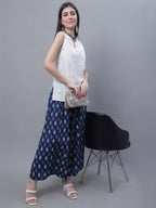 TAG 7 Women Mid-Rise Floral Printed Flared Ethnic Pure Cotton Palazzos | Grocsy