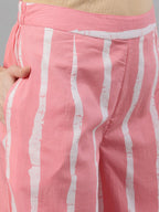 Aks Striped Pure Cotton Straight Kurta With Palazzos | Grocsy