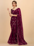 Sangria Women Burgundy Sarees | Grocsy