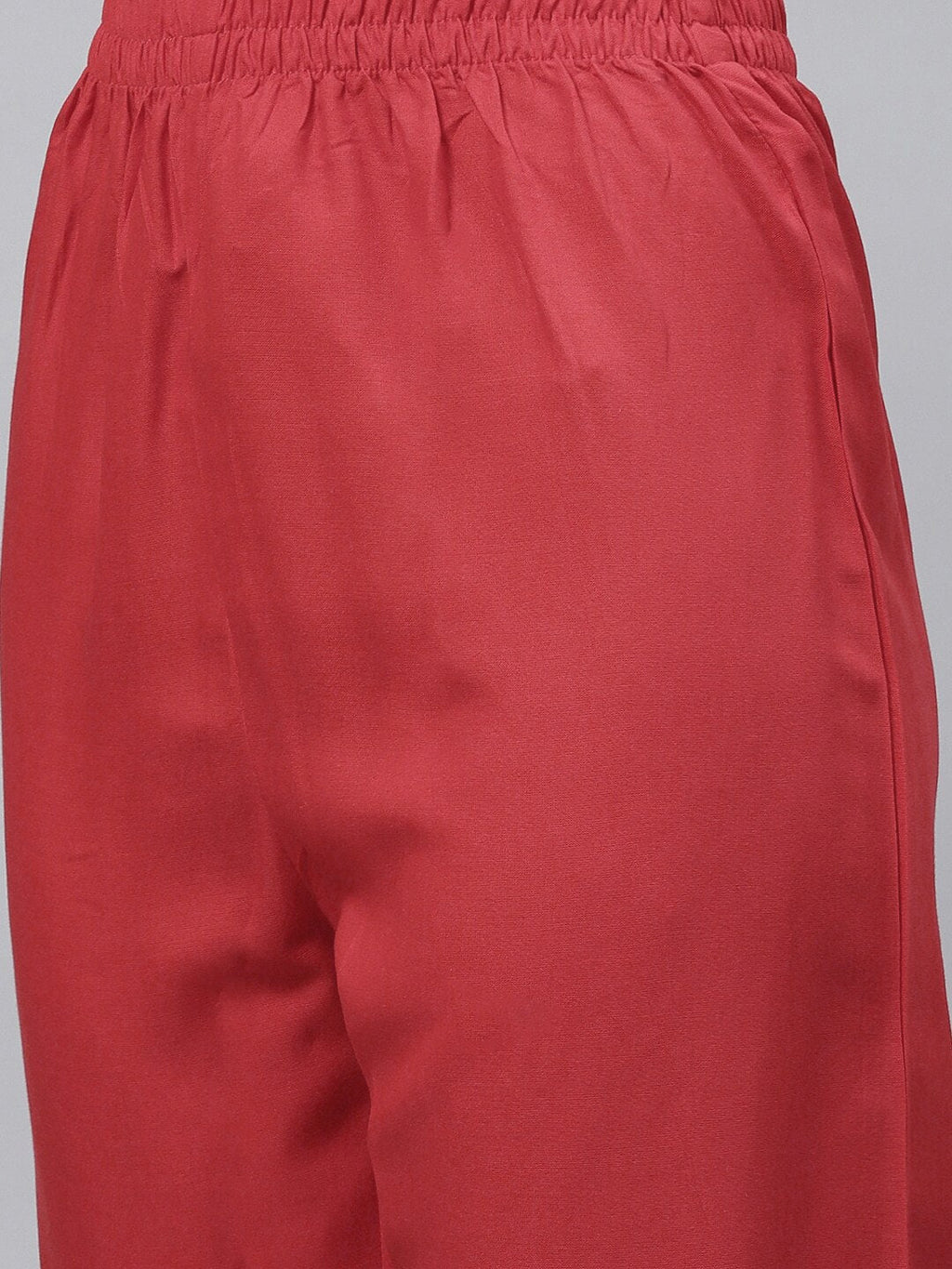 HERE&NOW Women Red Embroidered Straight Kurta with Trousers & With Dupatta | Grocsy