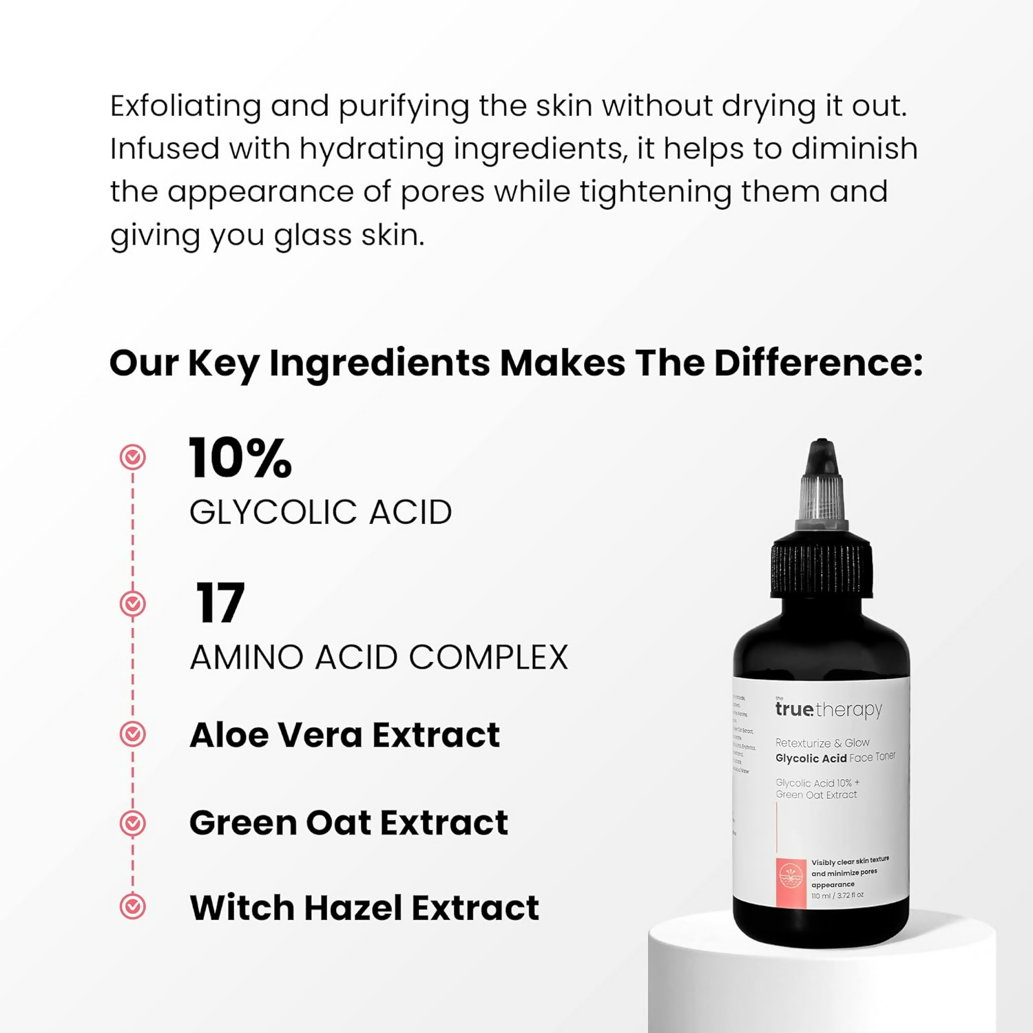The True Therapy Retexturize 10% Glycolic Acid Toner Face Toner | Grocsy