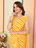 Yellow Georgette Designer Printed Ready To Wear Saree - Elite | Grocsy