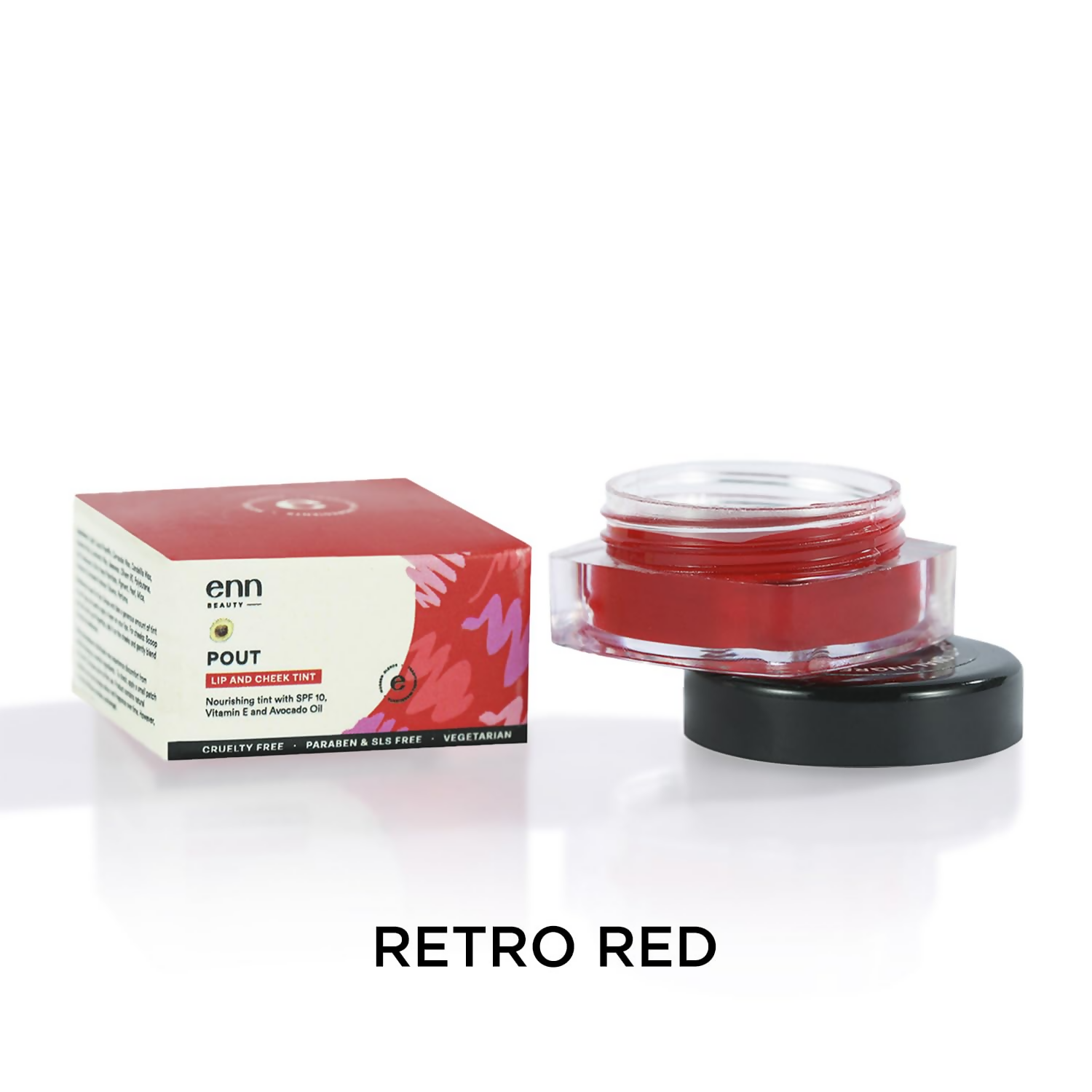 Enn Beauty Pout Lip, Cheek Tint With SPF 10 With Jojoba & Avocado Oil - Retro Red | Grocsy