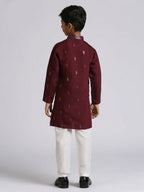 Joban Fashion Kids Island Traditional Ethnic Wear with Silk Sequence Embroidery Full Sleeves Kurta and Pyjama Set - Wine | Grocsy