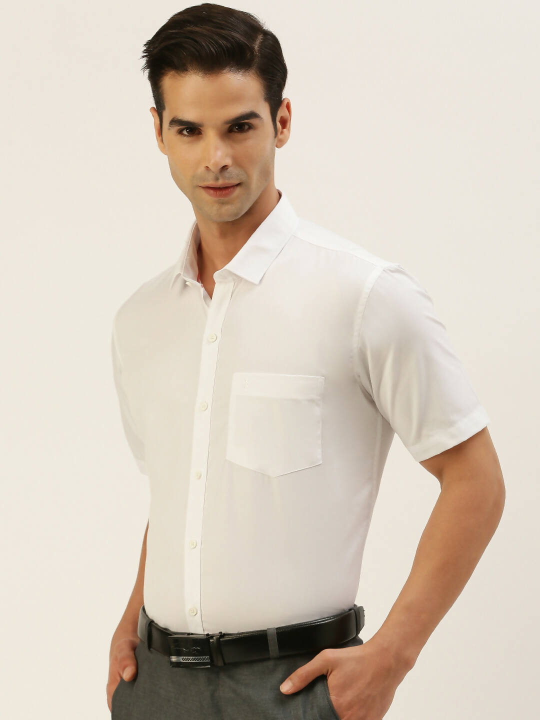 Ramraj Cotton Mens Half Sleeve Formal 100% Cotton White Shirt | Grocsy