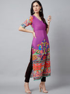 Aks Ethnic Motifs Printed V-Neck Kurta | Grocsy