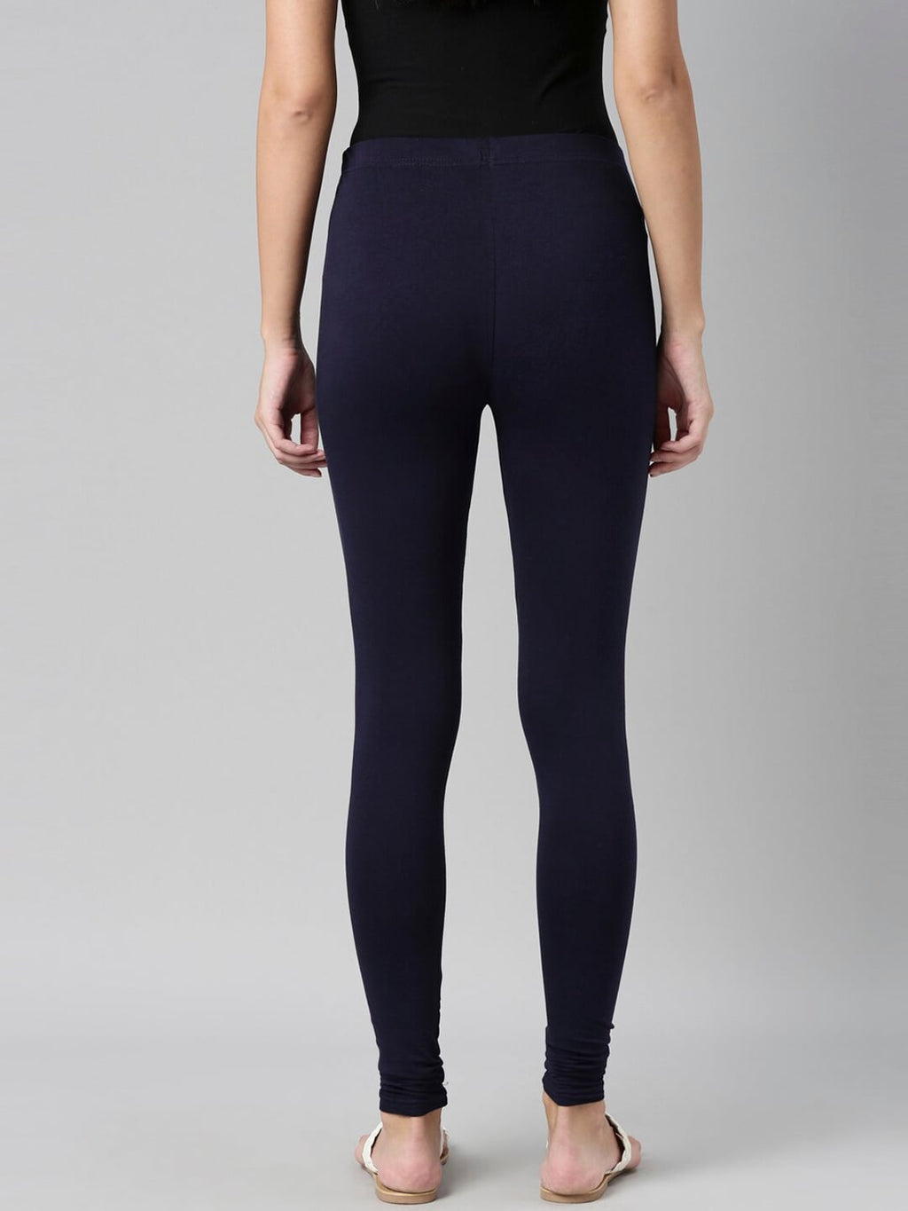Souchii Navy Blue Solid Churidar Length Leggings | Grocsy