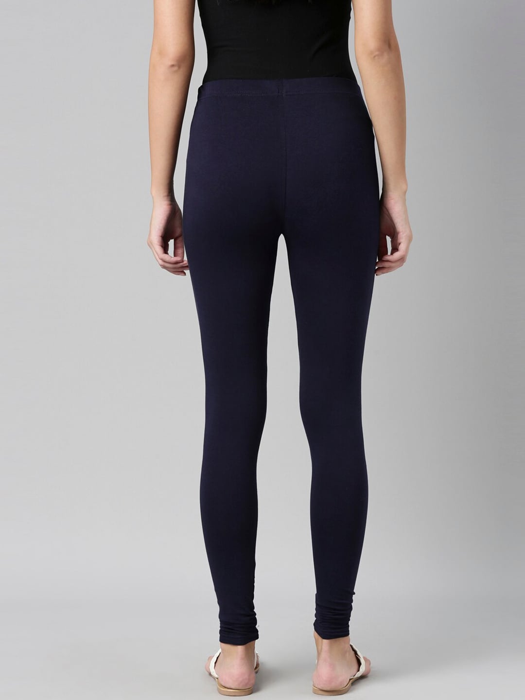 Souchii Navy Blue Solid Churidar Length Leggings | Grocsy