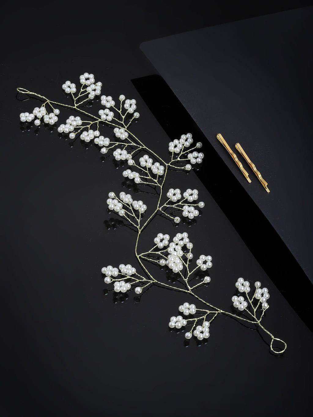 Panash Women Gold-Toned & White Beaded Tiara | Grocsy