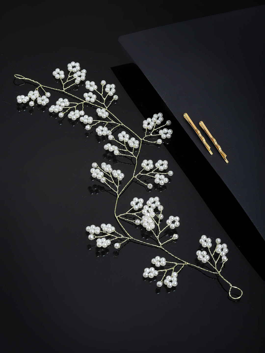 Panash Women Gold-Toned & White Beaded Tiara | Grocsy