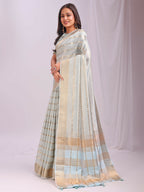 Shree Shyam Fashion Organza Sky Blue Saree | Grocsy