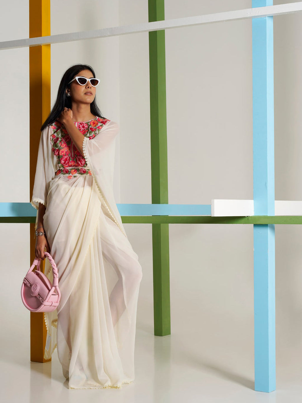 Tikhi Imli Kaftan Saree With Belt | Grocsy