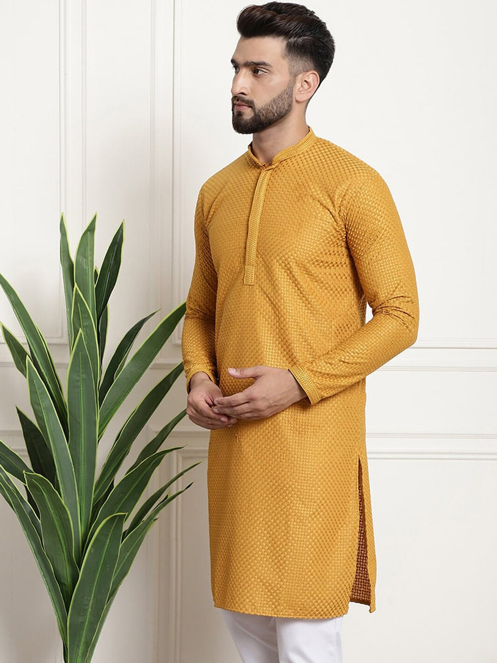 Sojanya Geometric Embroidered Thread Work Pure Cotton Straight Kurta | Grocsy
