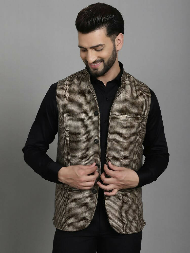Even Apparels Nehru Jacket With Welt Pockets - Beige | Grocsy