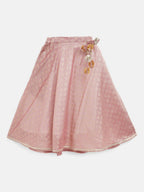 Ahalyaa Rusty Rose Chanderi Gold Foil Print Lehenga Choli With Dupatta For Girls | Grocsy