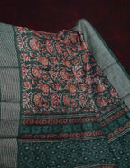 Light Green Lotus Print Semi Chanderi Saree By Gayathri Reddy Designer Studio | Grocsy