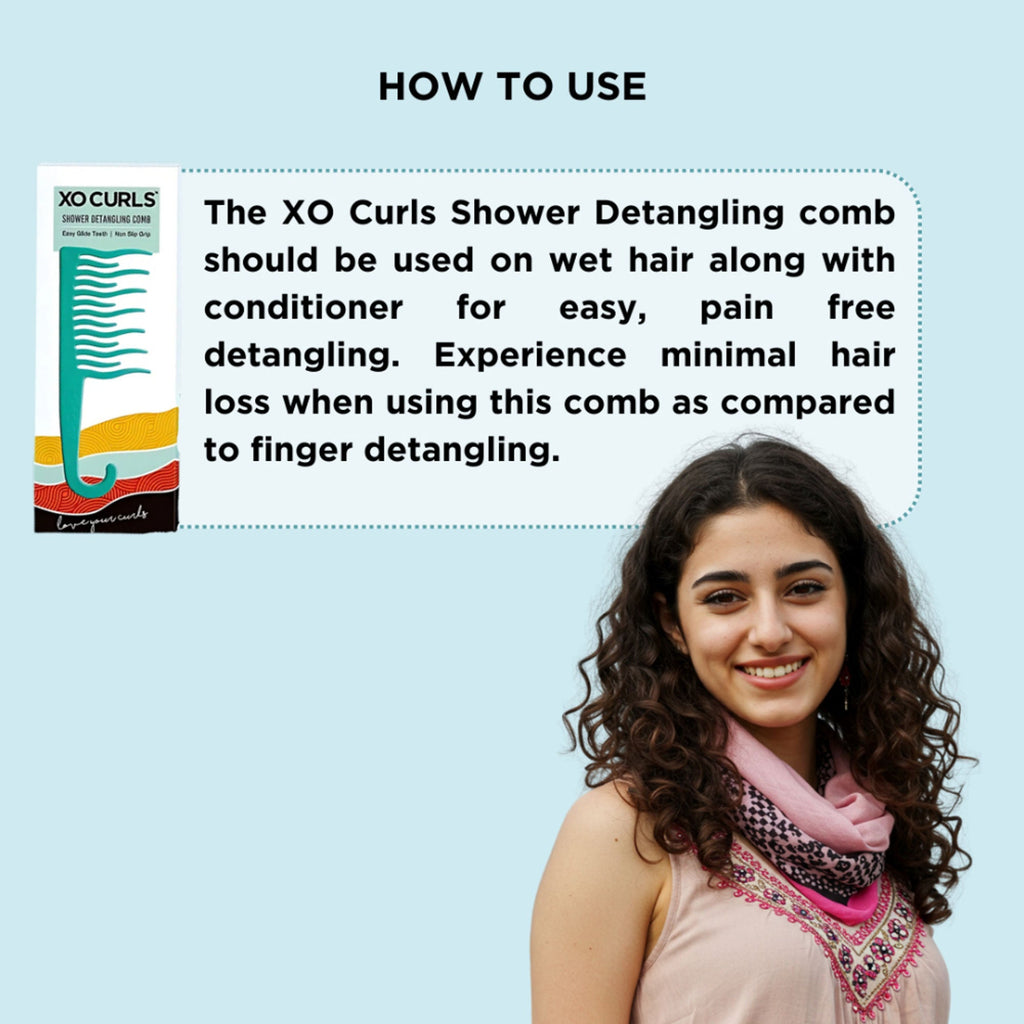 XO Curls Shower Detangling Comb - Green | Grocsy