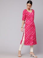 Aks Ethnic Motif Printed Cotton Straight Kurta | Grocsy