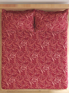 Home Centre Red Ethnic Motifs Cotton 150 TC King Bedsheet With 2 Pillow Covers | Grocsy