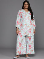 Ahalyaa Women's Traditional Wear Co-ords - Powder Blue | Grocsy