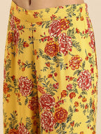 All About You Women Yellow Printed Kurta with Palazzos | Grocsy