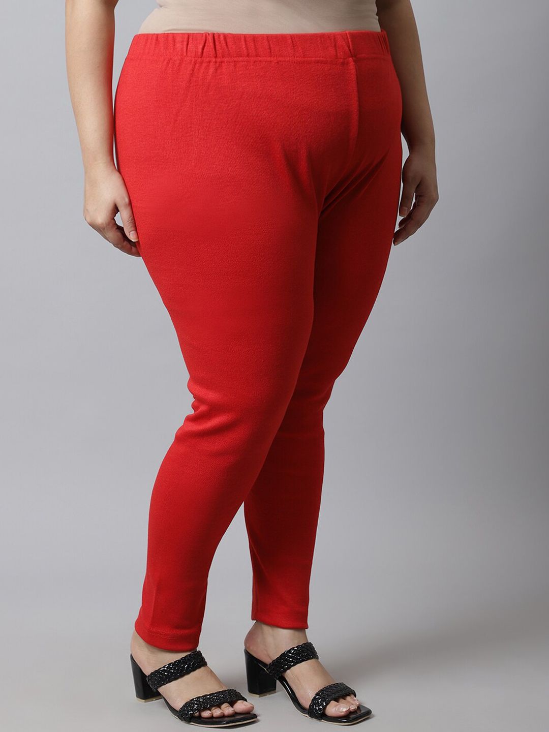 TAG 7 Women Red Plus Size Solid Ankle-Length Leggings | Grocsy