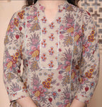 Miravan Womens Pure Cotton Straight Floral Printed Kurta With Palazzo-Multicolor | Grocsy