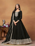 Anaita Black Embroidered Art Silk Anarkali Suit | Grocsy