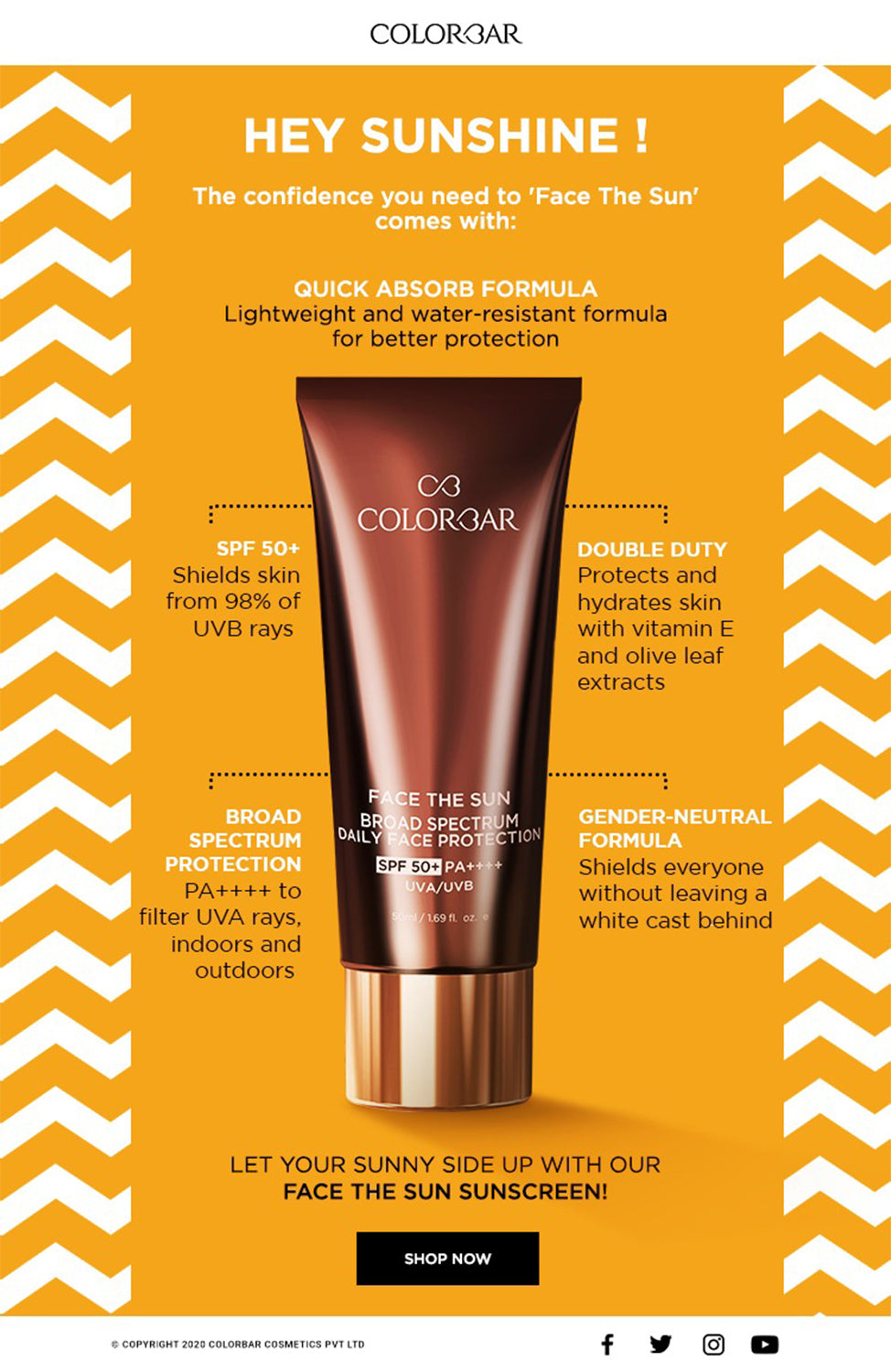 Colorbar Sunscreen Face The Sun Broad Spectrum Daily Face Protector | Grocsy
