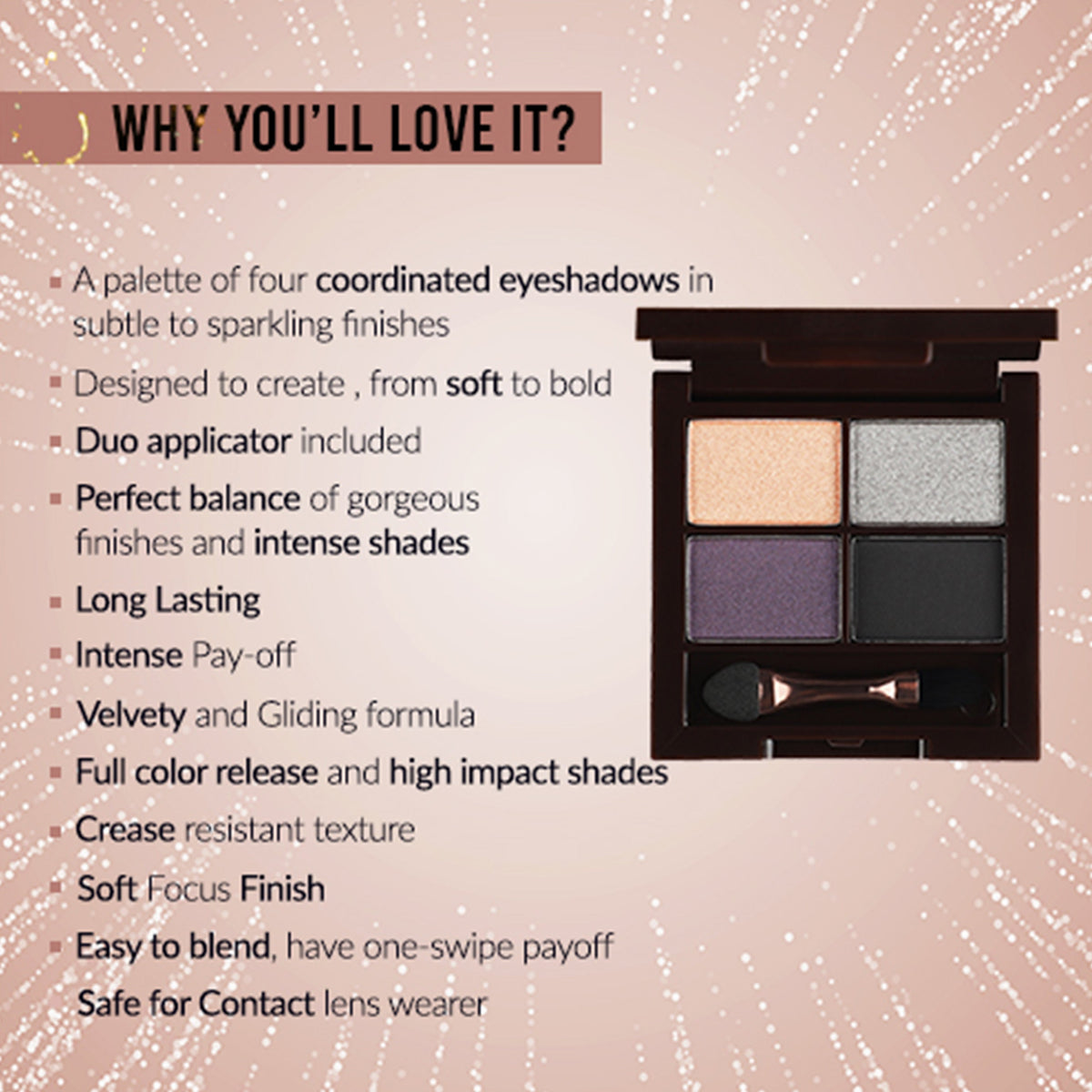 Colorbar Bewitching Eyeshadow Palette Midnight Kiss | Grocsy