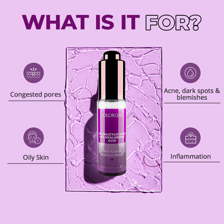 Colorbar Serum 2%Salicylic Acid + 1% Hyaluronic Acid | Grocsy