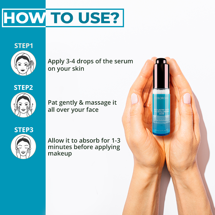 Colorbar Serum 10%Lactic Acid + 1%Hyaluronic Acid | Grocsy