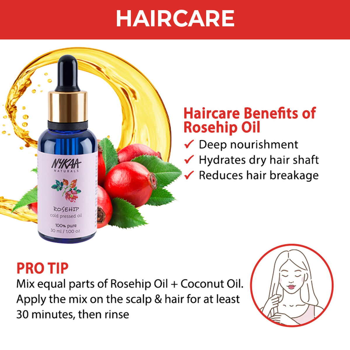 Nykaa Naturals Rosehip 100% Pure Cold Pressed Face Oil – For Gua Sha, Anti-Aging & Tan Pigmentation | Grocsy